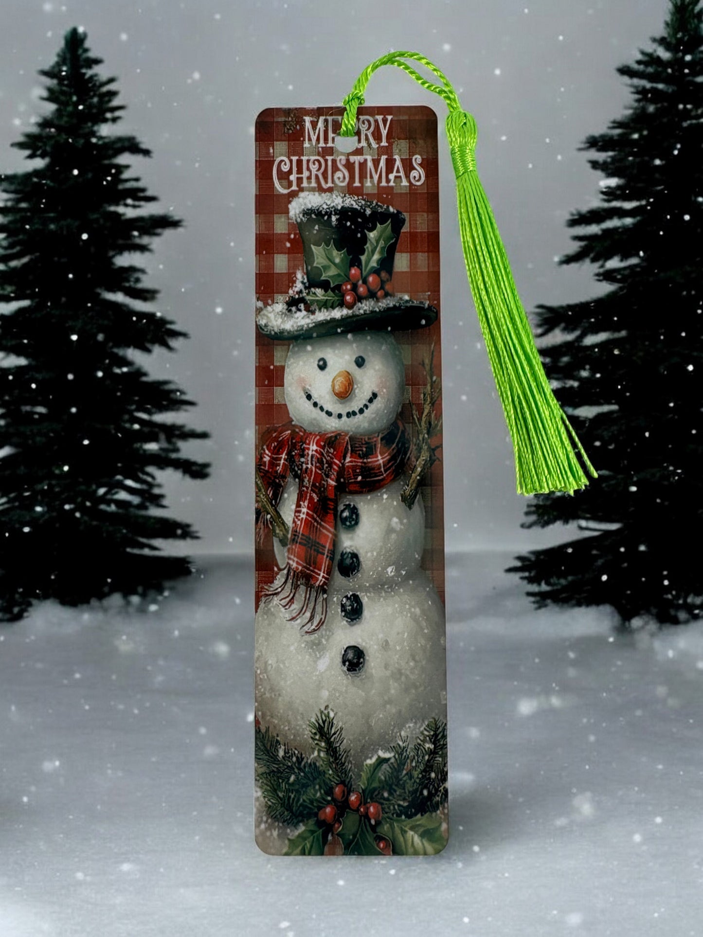 snowman bookmark with red scarf