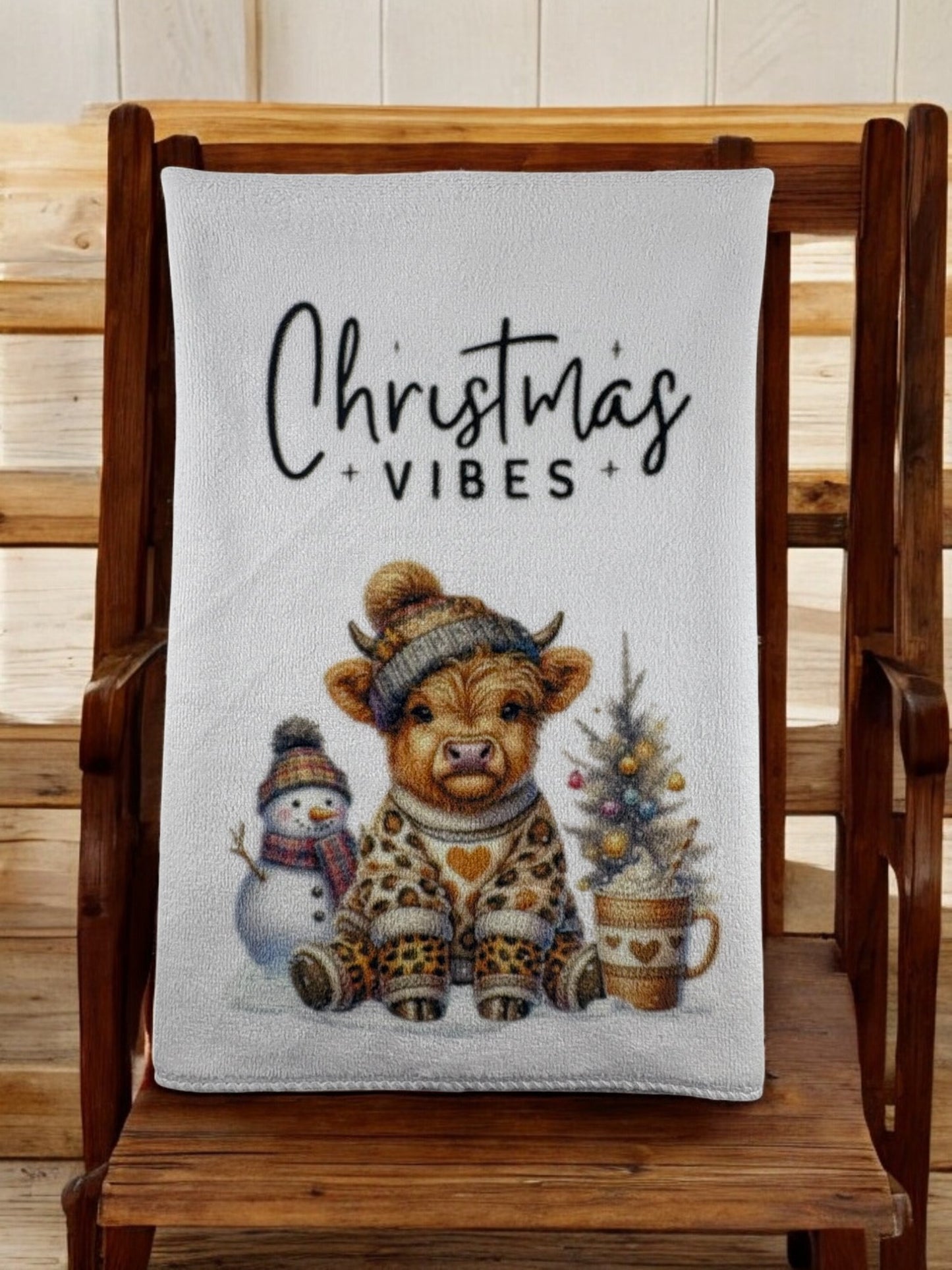 Christmas vibes towel and wash cloth set