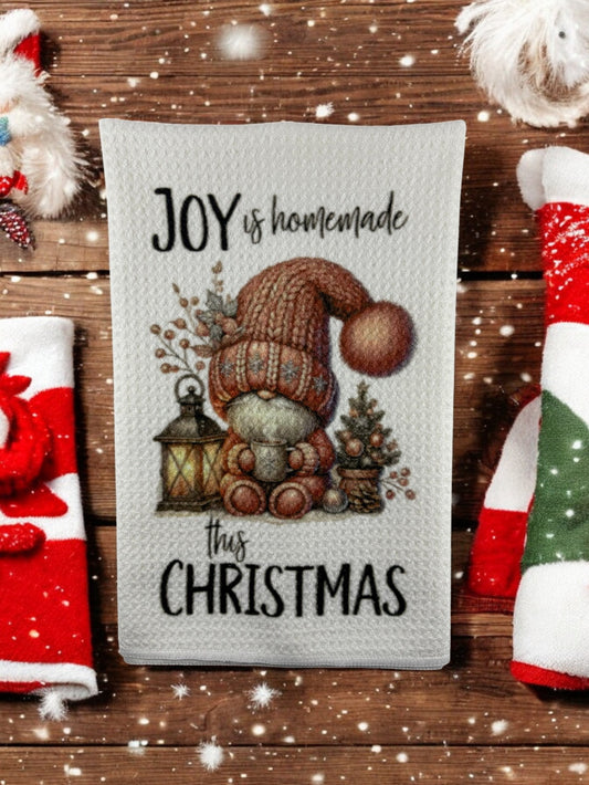 joy is homemade this Christmas waffle towel