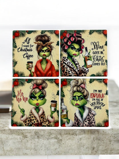 grinched out by Christmas coaster