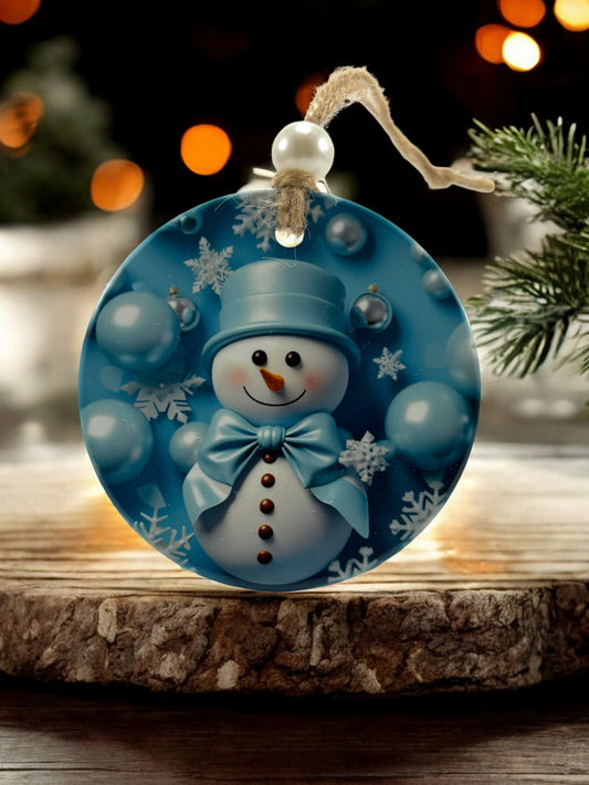 blue snowman ornament