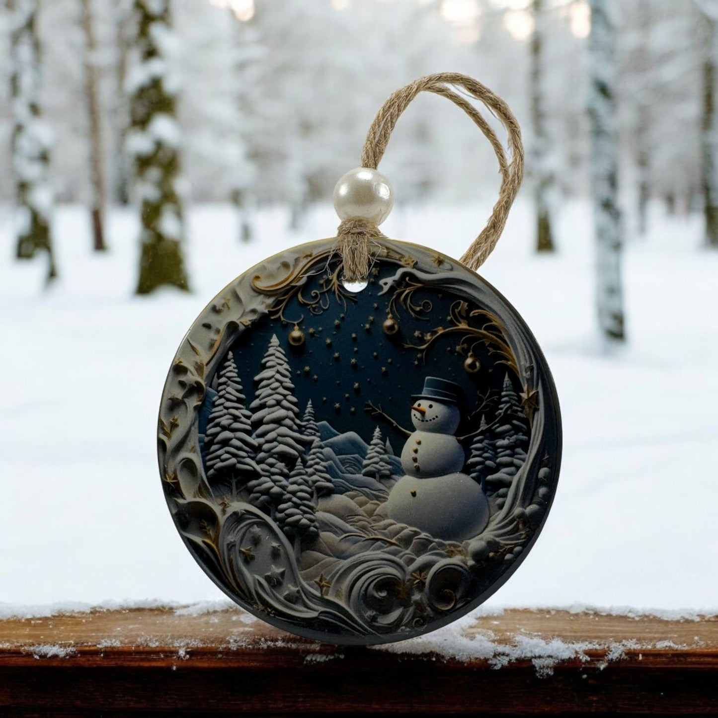 blue snowman ornament classical