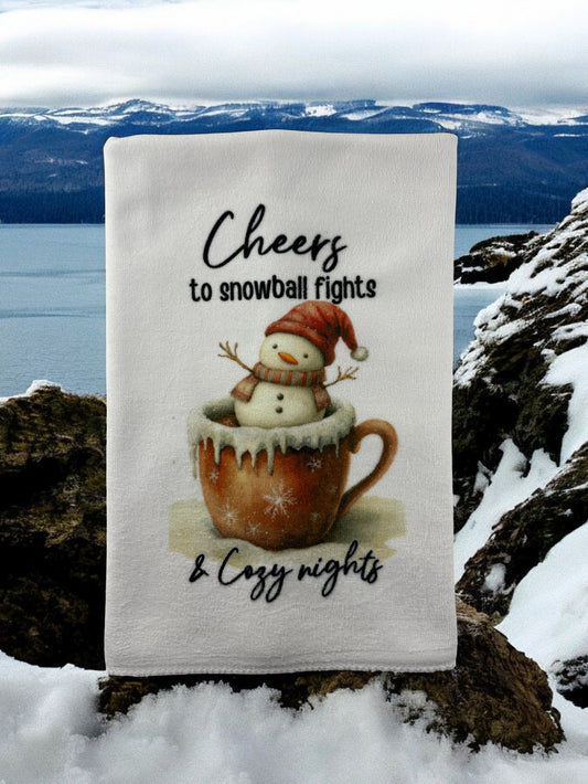 cheer to snowball fights & cozy nights washcloth and towel set