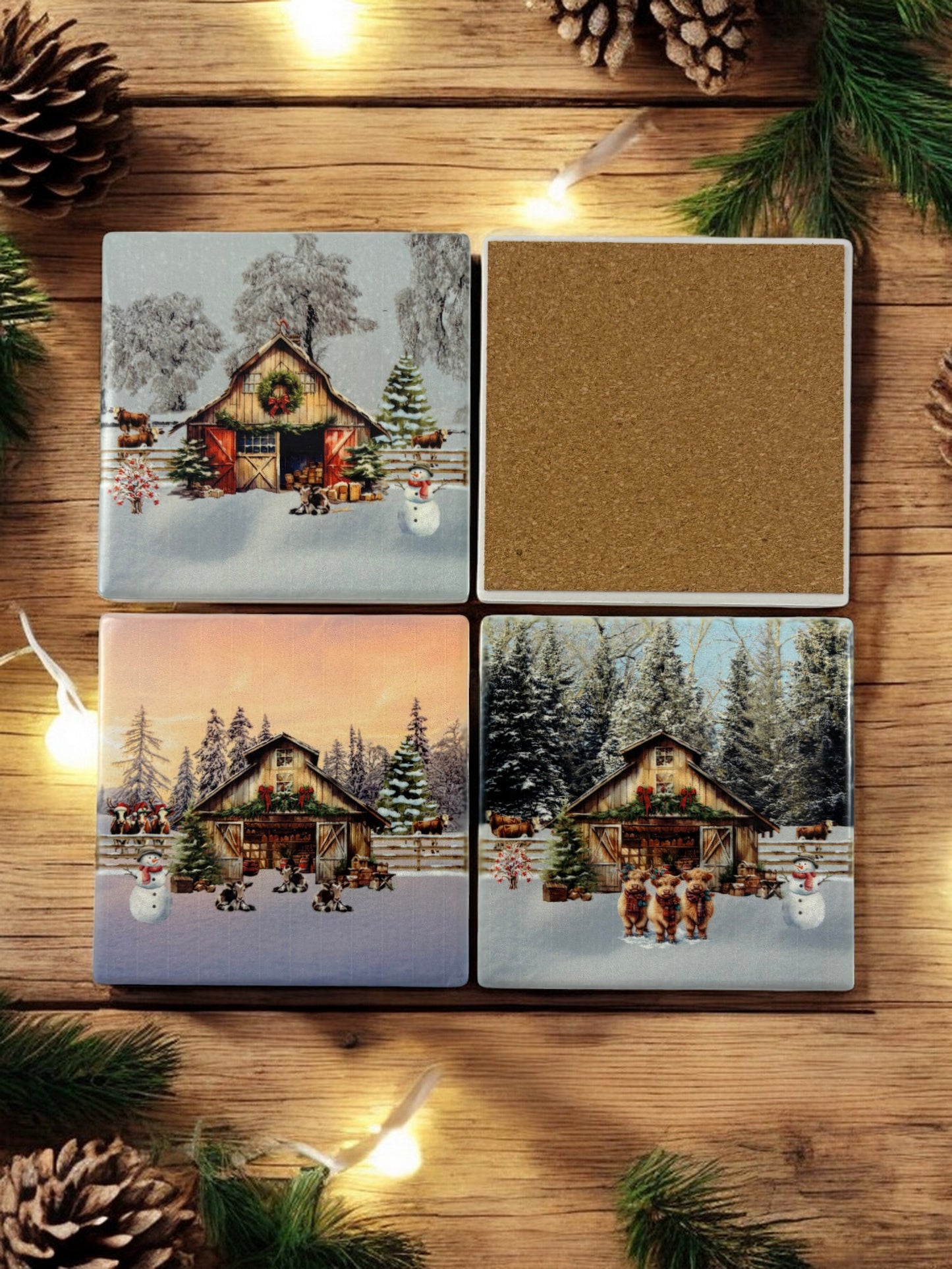 Christmas barn coasters