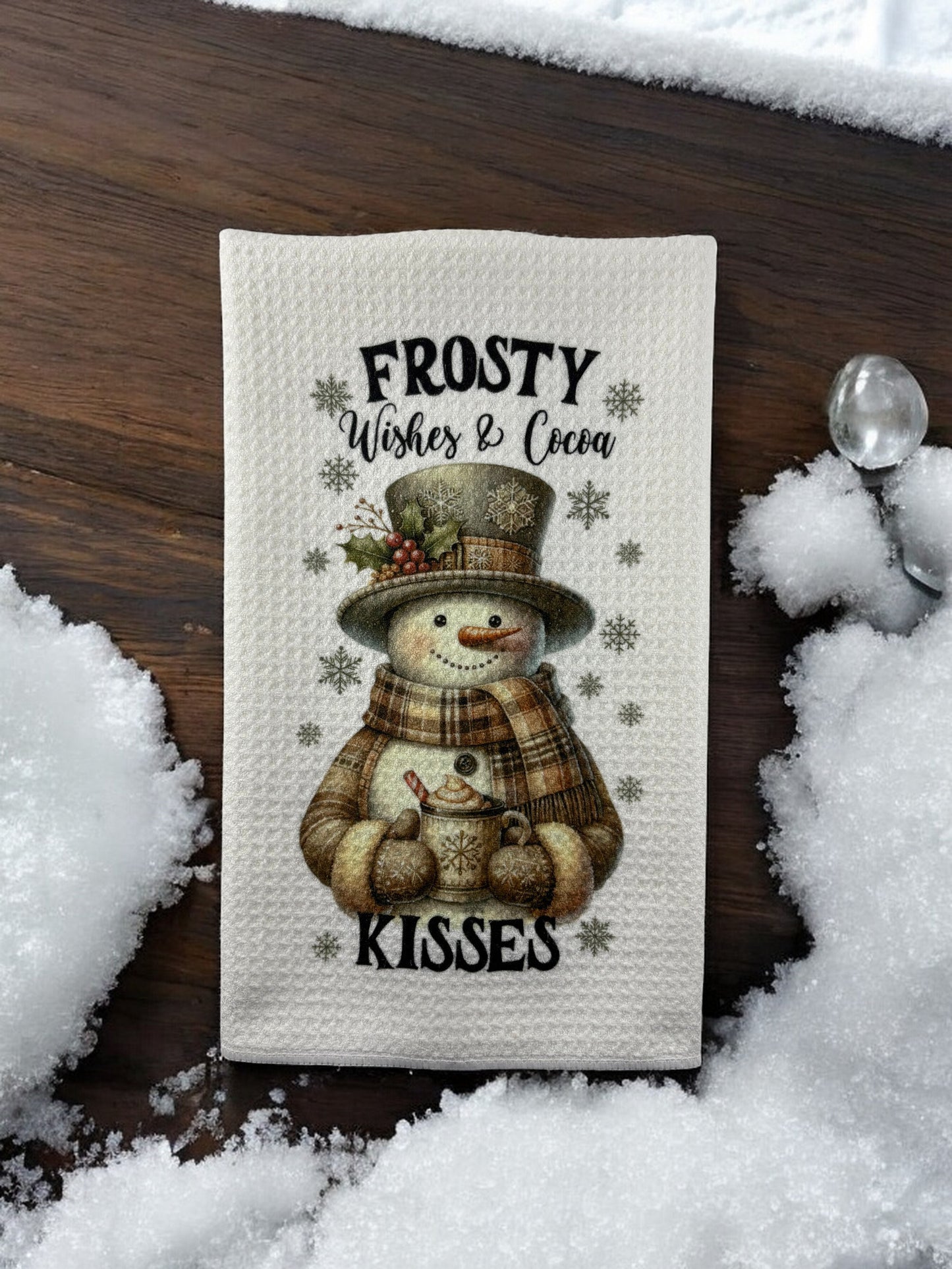 frosty wishes & cocoa kisses waffle towel