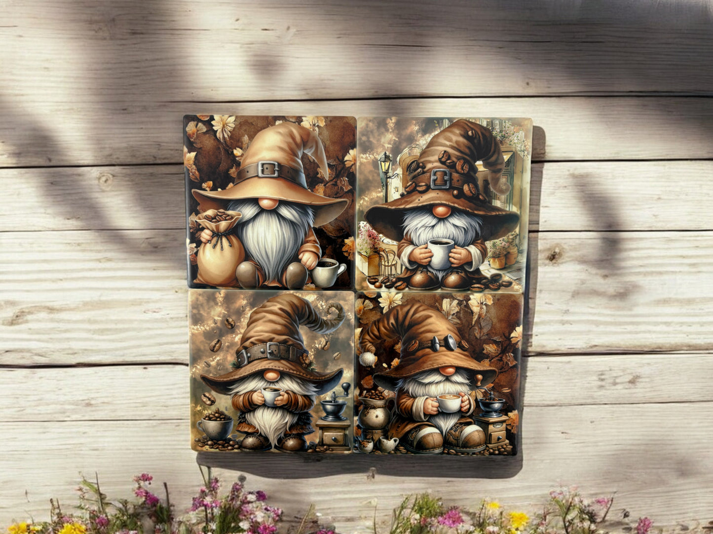 gnome coffee coasters