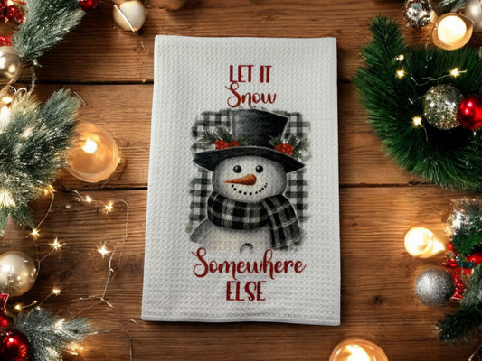 let it snow kitchen towel