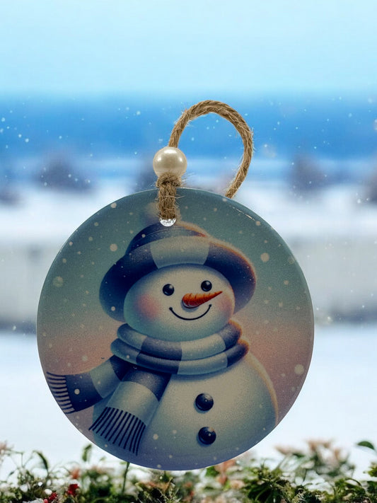 pastel snowman ornament