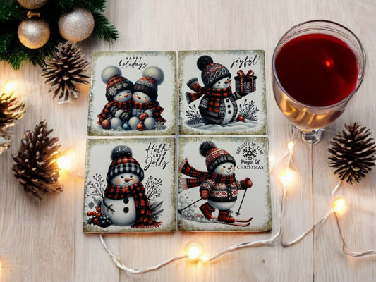 red snowman coasters