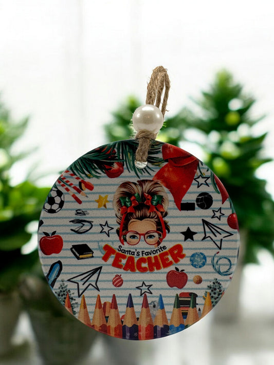 school supplies Santas favorite teacher ornament